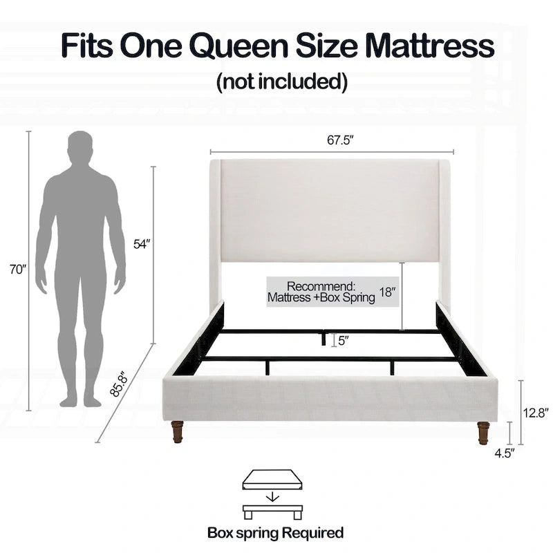 Graceful Wingback Upholstered King Bed for Dreamy Nights