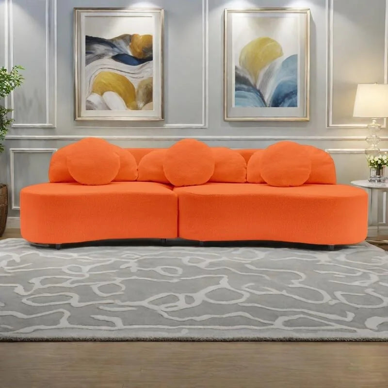 103.5  Lamb Velvet Armless Sofa with 6 Pillows and Floating Design