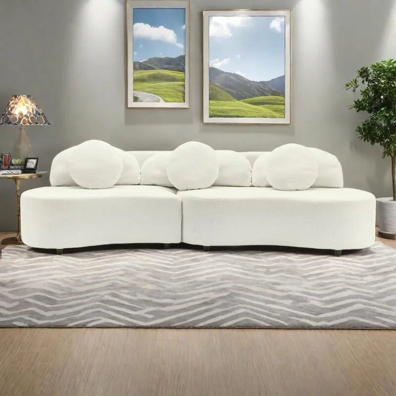 103.5  Lamb Velvet Armless Sofa with 6 Pillows and Floating Design