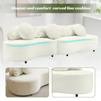 103.5  Lamb Velvet Armless Sofa with 6 Pillows and Floating Design