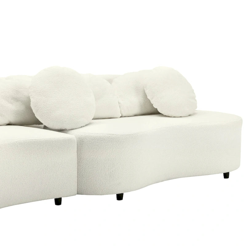 103.5  Lamb Velvet Armless Sofa with 6 Pillows and Floating Design