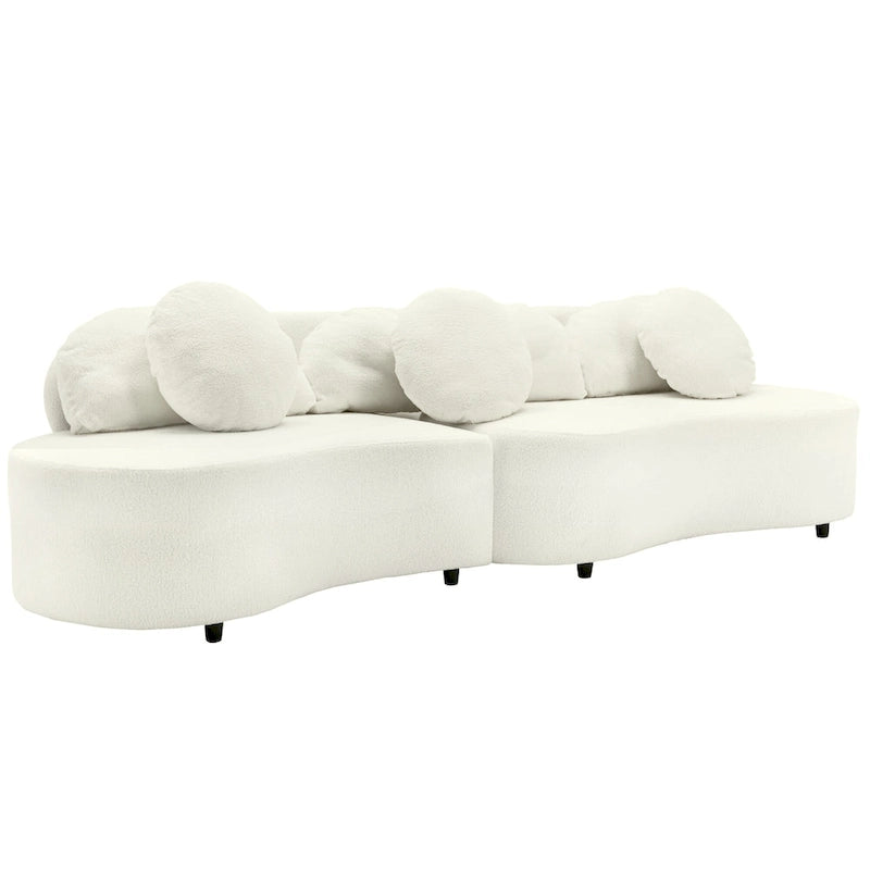 103.5  Lamb Velvet Armless Sofa with 6 Pillows and Floating Design