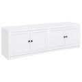Donna TV Stand Media Cabinet with 4 Doors, White Melamine 78 Inch