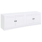 Donna TV Stand Media Cabinet with 4 Doors, White Melamine 78 Inch
