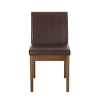 Armless Dining Chair, Natural Grain Rubberwood, Brown Faux Leather