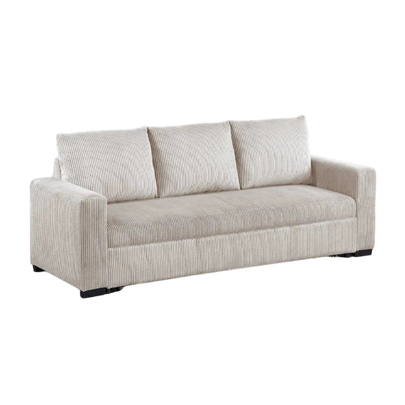 Billy Convertible Sofa Bed, Low Profile Leg, Ivory Corduroy 85 Inch