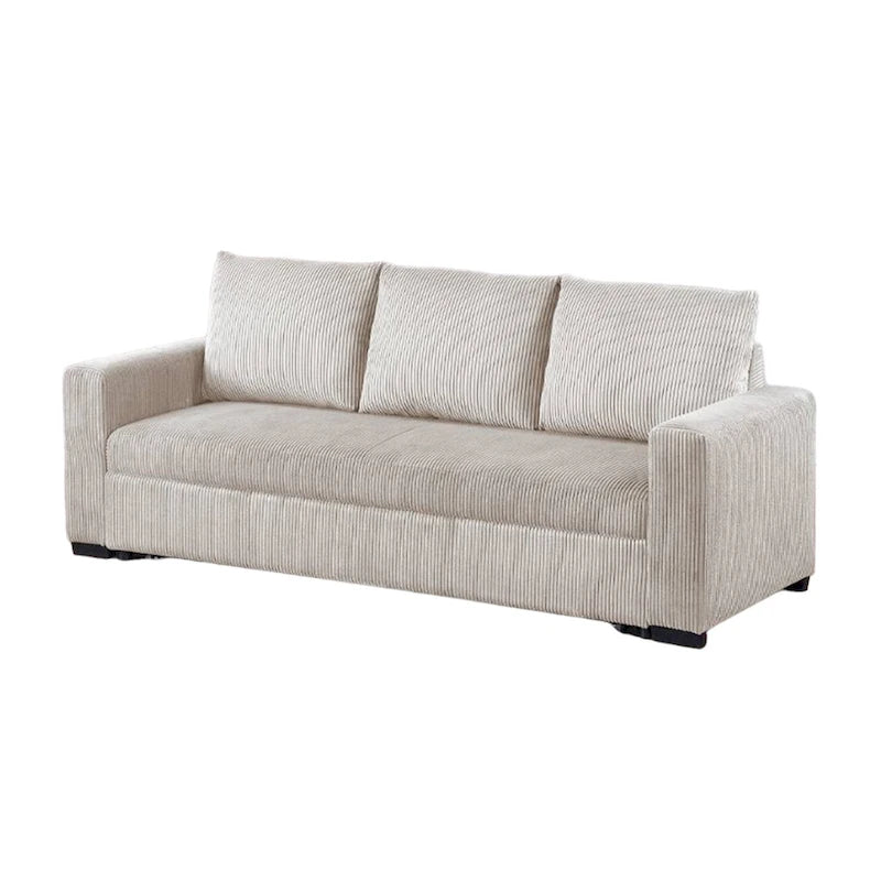 Billy Convertible Sofa Bed, Low Profile Leg, Ivory Corduroy 85 Inch