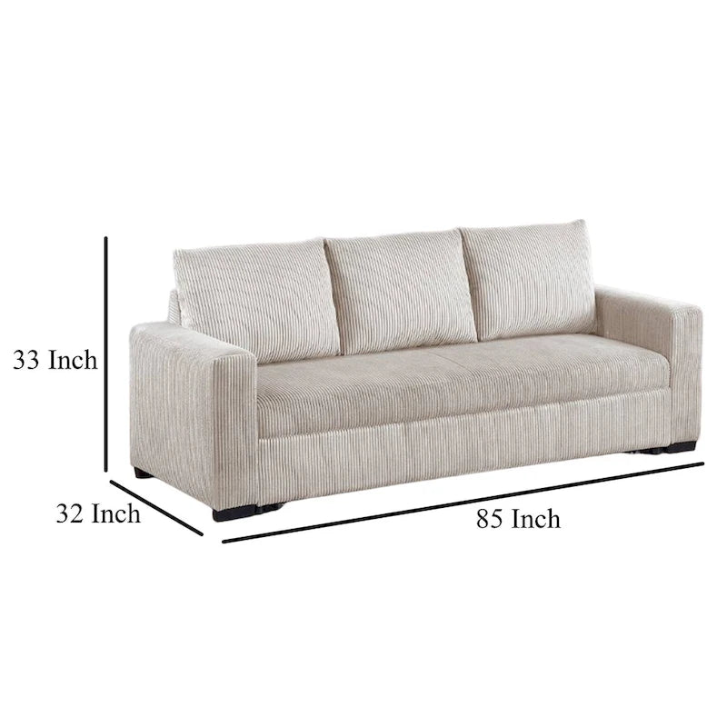 Billy Convertible Sofa Bed, Low Profile Leg, Ivory Corduroy 85 Inch