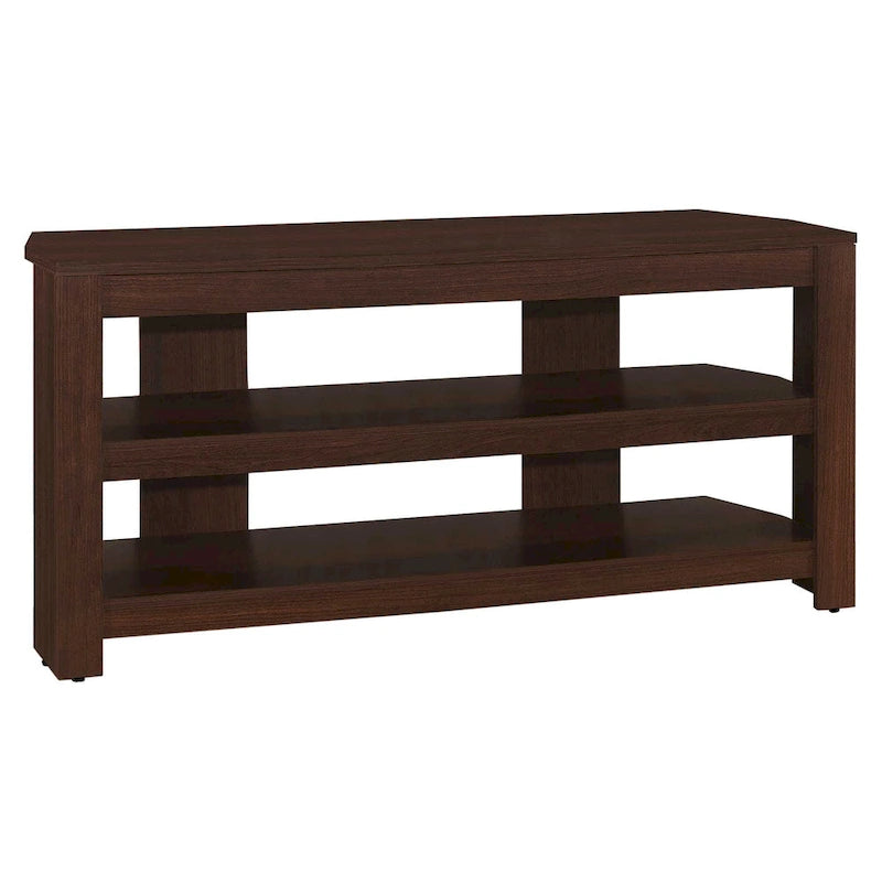 42 Inch Dark Brown Wood TV Stand with Open Shelves for 55 Inch TV Media Console for Living Room - 19.75 H x 15.5 W x 42 L