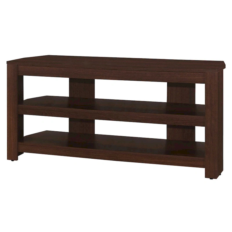 42 Inch Dark Brown Wood TV Stand with Open Shelves for 55 Inch TV Media Console for Living Room - 19.75 H x 15.5 W x 42 L