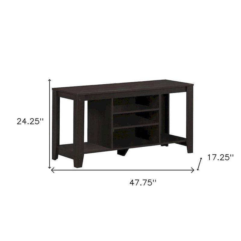 Contemporary Wood TV Console with Open Storage 48-Inch Entertainment Stand for 55 Inch Screens - 24.25 H x 17.25 W x 47.75 L