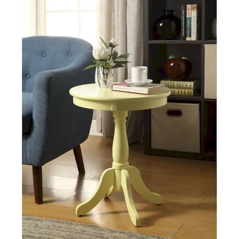 22  High Round Wooden Pedestal Side End Table with Matte Finish for Living Room or Bedroom - 18L x 18W x 22H