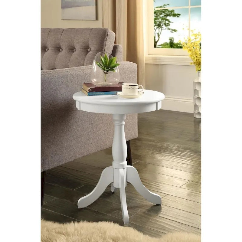 22  High Round Wooden Pedestal Side End Table with Matte Finish for Living Room or Bedroom - 18L x 18W x 22H