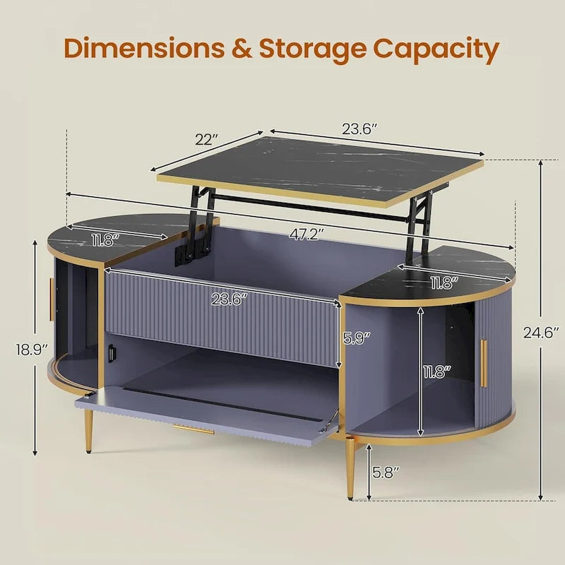 Lift Top Coffee Table Storage Compartment Barn Door