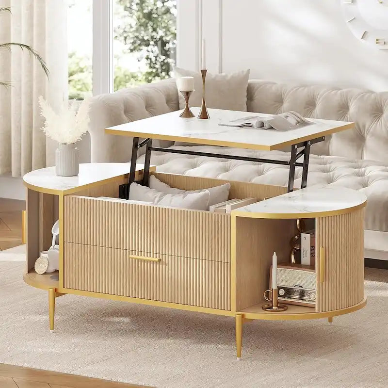 Lift Top Coffee Table Storage Compartment Barn Door