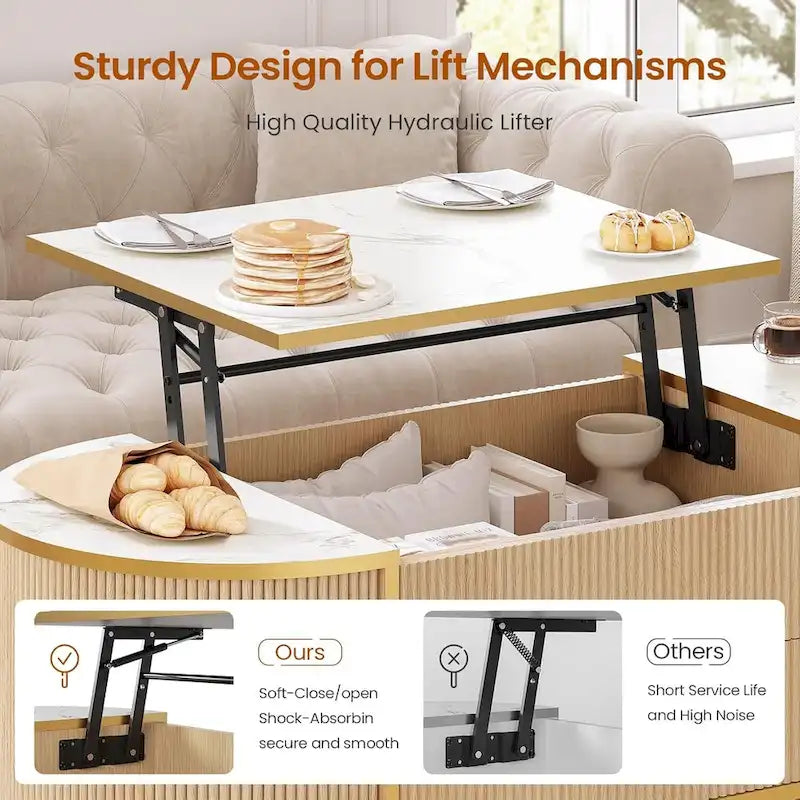 Lift Top Coffee Table Storage Compartment Barn Door