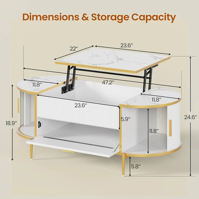Lift Top Coffee Table Storage Compartment Barn Door