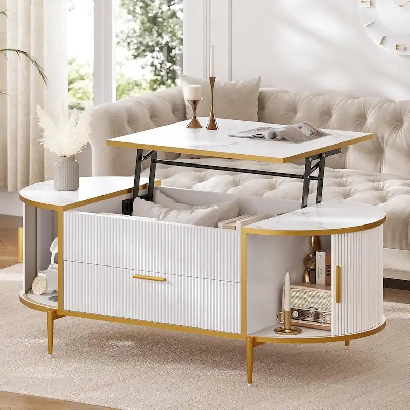 Lift Top Coffee Table Storage Compartment Barn Door
