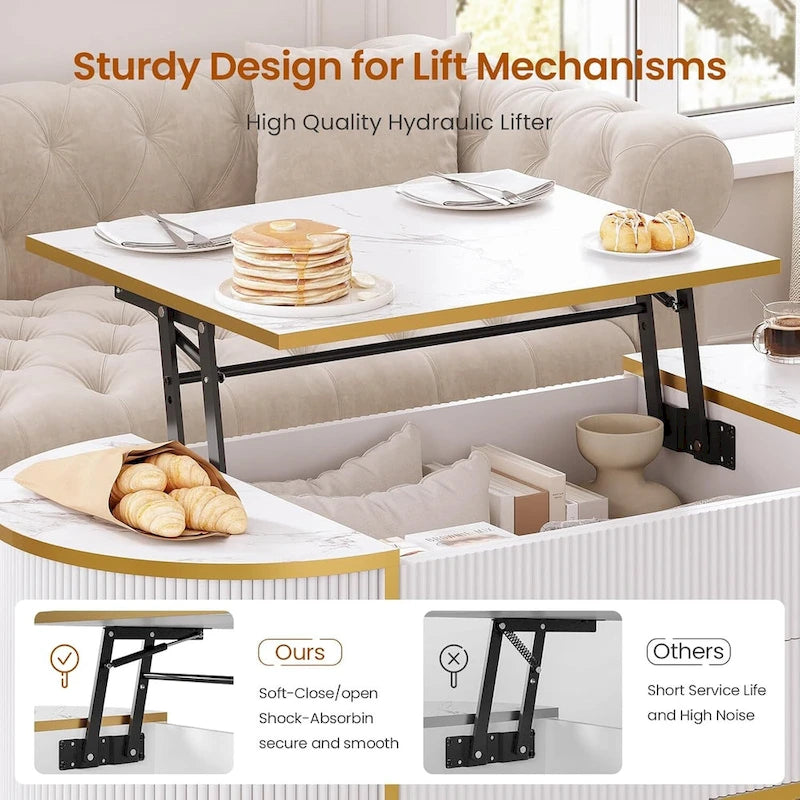 Lift Top Coffee Table Storage Compartment Barn Door