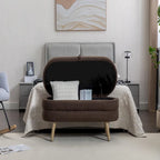 Storage Ottoman Bench with Wood Legs,Oval End of Bed Bench Indoor Ottoman W/Adjustable Foot Nails for Living Room