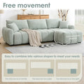 100  L-Shaped Sofa Boucle Fabric Couch with Movable Ottoman