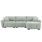 100  L-Shaped Sofa Boucle Fabric Couch with Movable Ottoman