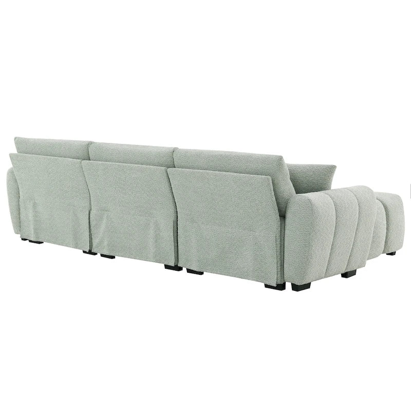 100  L-Shaped Sofa Boucle Fabric Couch with Movable Ottoman