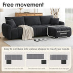 100  L-Shaped Sofa Boucle Fabric Couch with Movable Ottoman