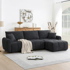 100  L-Shaped Sofa Boucle Fabric Couch with Movable Ottoman