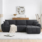 100  L-Shaped Sofa Boucle Fabric Couch with Movable Ottoman