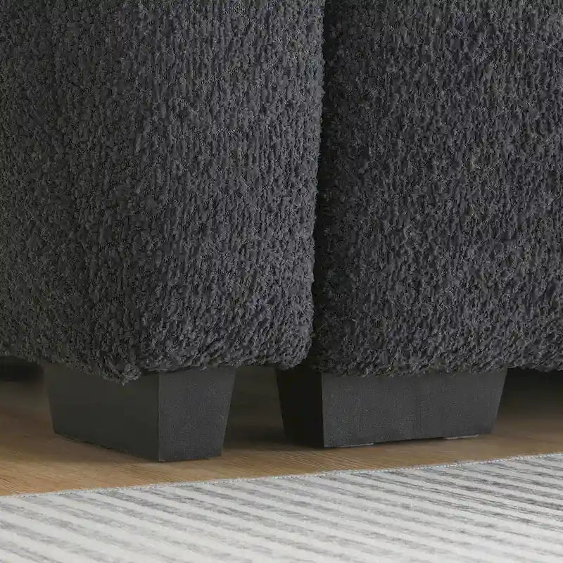 100  L-Shaped Sofa Boucle Fabric Couch with Movable Ottoman