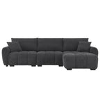 100  L-Shaped Sofa Boucle Fabric Couch with Movable Ottoman