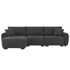 100  L-Shaped Sofa Boucle Fabric Couch with Movable Ottoman