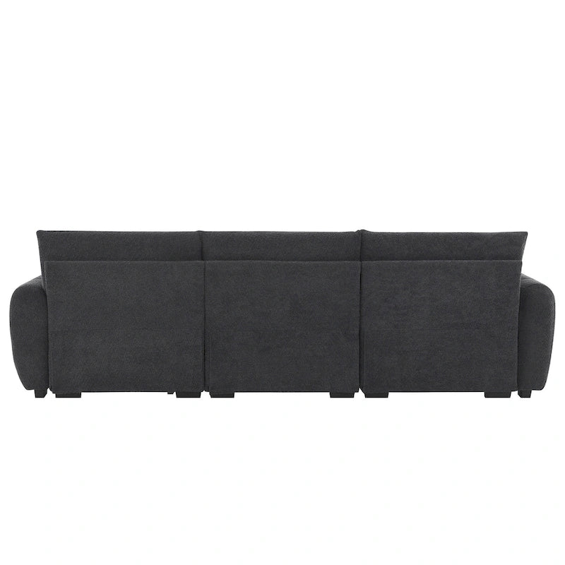 100  L-Shaped Sofa Boucle Fabric Couch with Movable Ottoman