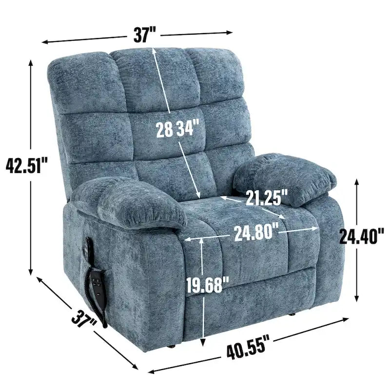 Dual Motor Power Lift Recliner Chair with Massage and Heat for Elderly People, Large Lazy Single Boy Recliners with Power-Remote