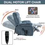Dual Motor Power Lift Recliner Chair with Massage and Heat for Elderly People, Large Lazy Single Boy Recliners with Power-Remote