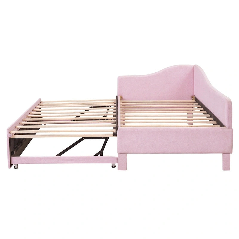 Twin Size Upholstered Daybed with Pop Up Trundle