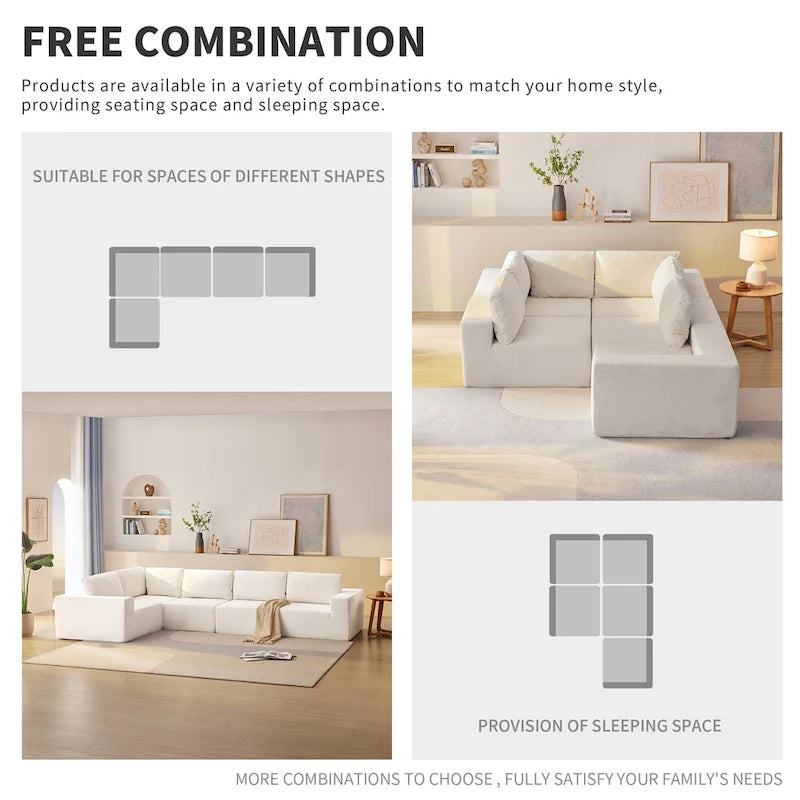 147  Modular Sectional Sofa,L Shaped Wide Seat Couch,Free Combination