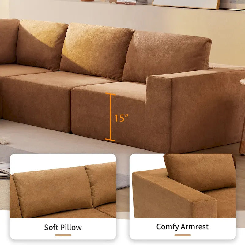 147  Modular Sectional Sofa,L Shaped Wide Seat Couch,Free Combination
