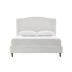 Hannah Upholstered Wingback Bed Size King / Tall 54  Headboard Upholstered King Bed / Premium Cream White Chenille