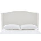 Hannah Upholstered Wingback Bed Size King / Tall 54  Headboard Upholstered King Bed / Premium Cream White Chenille