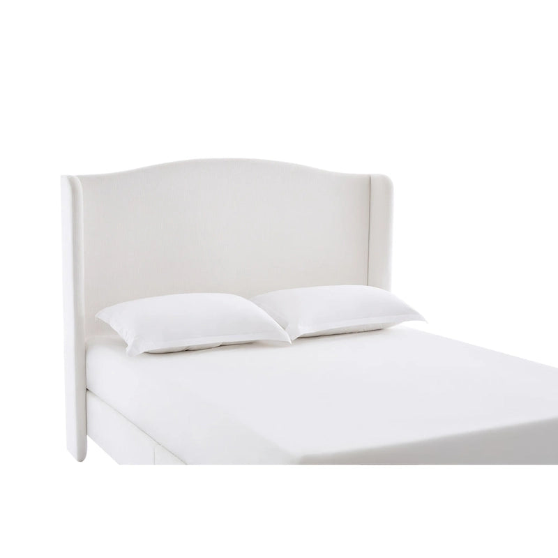 Hannah Upholstered Wingback Bed Size King / Tall 54  Headboard Upholstered King Bed / Premium Cream White Chenille