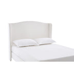 Hannah Upholstered Wingback Bed Size King / Tall 54  Headboard Upholstered King Bed / Premium Cream White Chenille