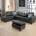 Modern 3-Piece Black Faux & Synthetic Leather Sofa Set: Sleek Style for Living Rooms