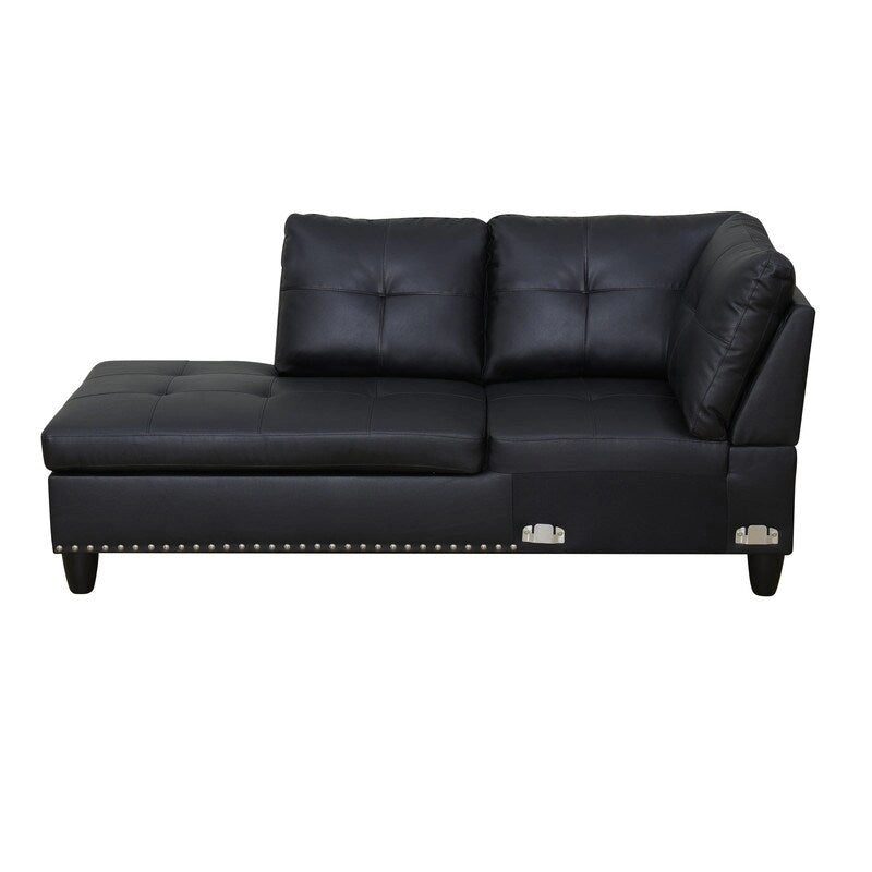 Modern 3-Piece Black Faux & Synthetic Leather Sofa Set: Sleek Style for Living Rooms