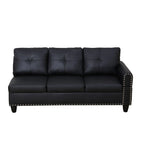 Modern 3-Piece Black Faux & Synthetic Leather Sofa Set: Sleek Style for Living Rooms