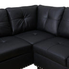 Modern 3-Piece Black Faux & Synthetic Leather Sofa Set: Sleek Style for Living Rooms
