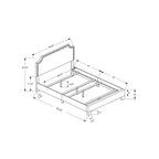 Grey Polyester Upholstered Queen Bed Frame with Headboard and Nailhead Trim