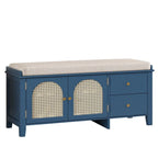 Retro Shoe Storage Bench with Drawers and Cushion for Entryway or Living Room Organization