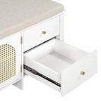 Retro Shoe Storage Bench with Drawers and Cushion for Entryway or Living Room Organization